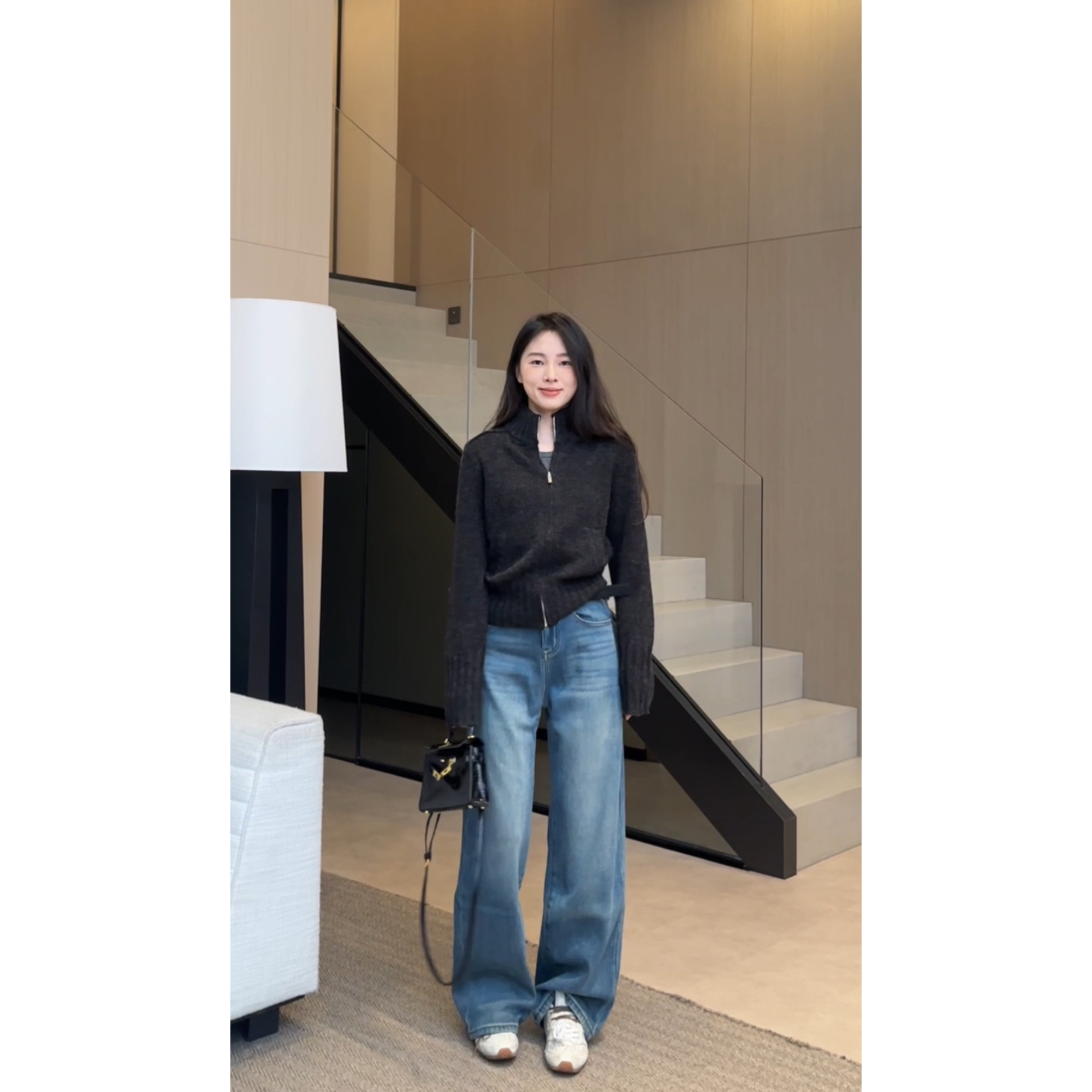 DAQING秋冬季加绒阔腿裤2025百搭显瘦宽松拖地牛仔裤no退no换