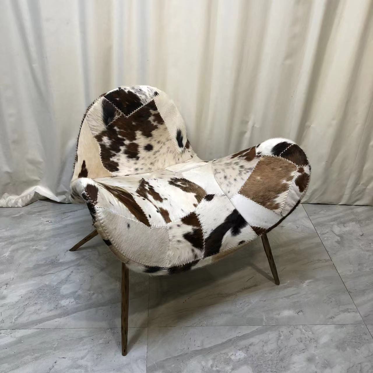 BORCH/博瑞奇 轻奢锻打拼花牛皮单人休闲椅 09451