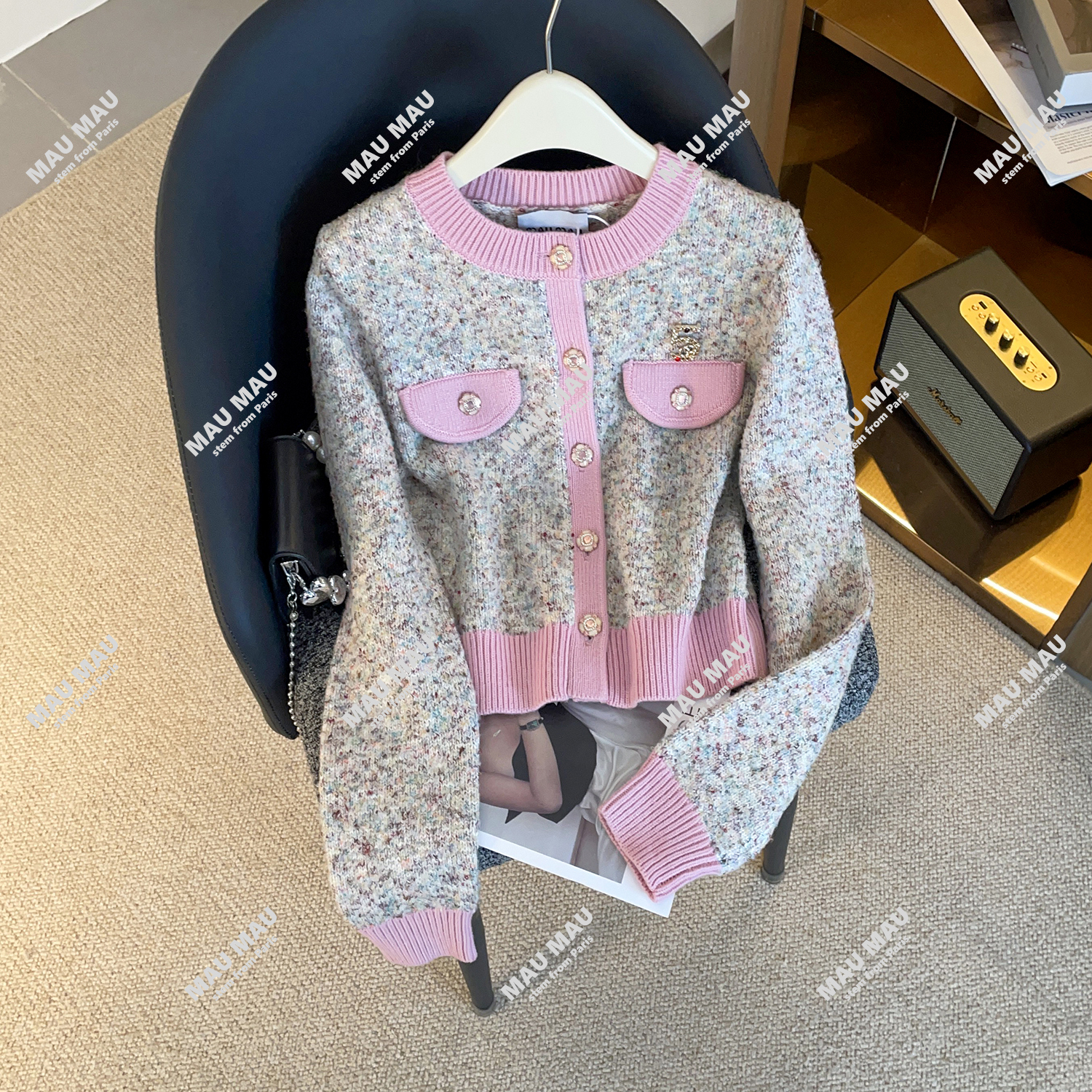 25新款法式小香风毛衣外套女高级设计感小个子针织开衫上衣DY9002