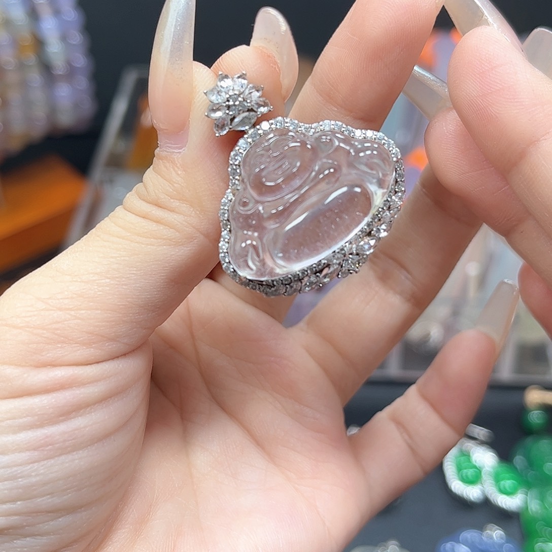 石英质玉颈饰银S925镶嵌