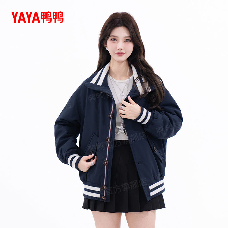 YAYA/鸭鸭羽绒服女短款冬季时尚韩版简约纯色保暖外套DT50831013W