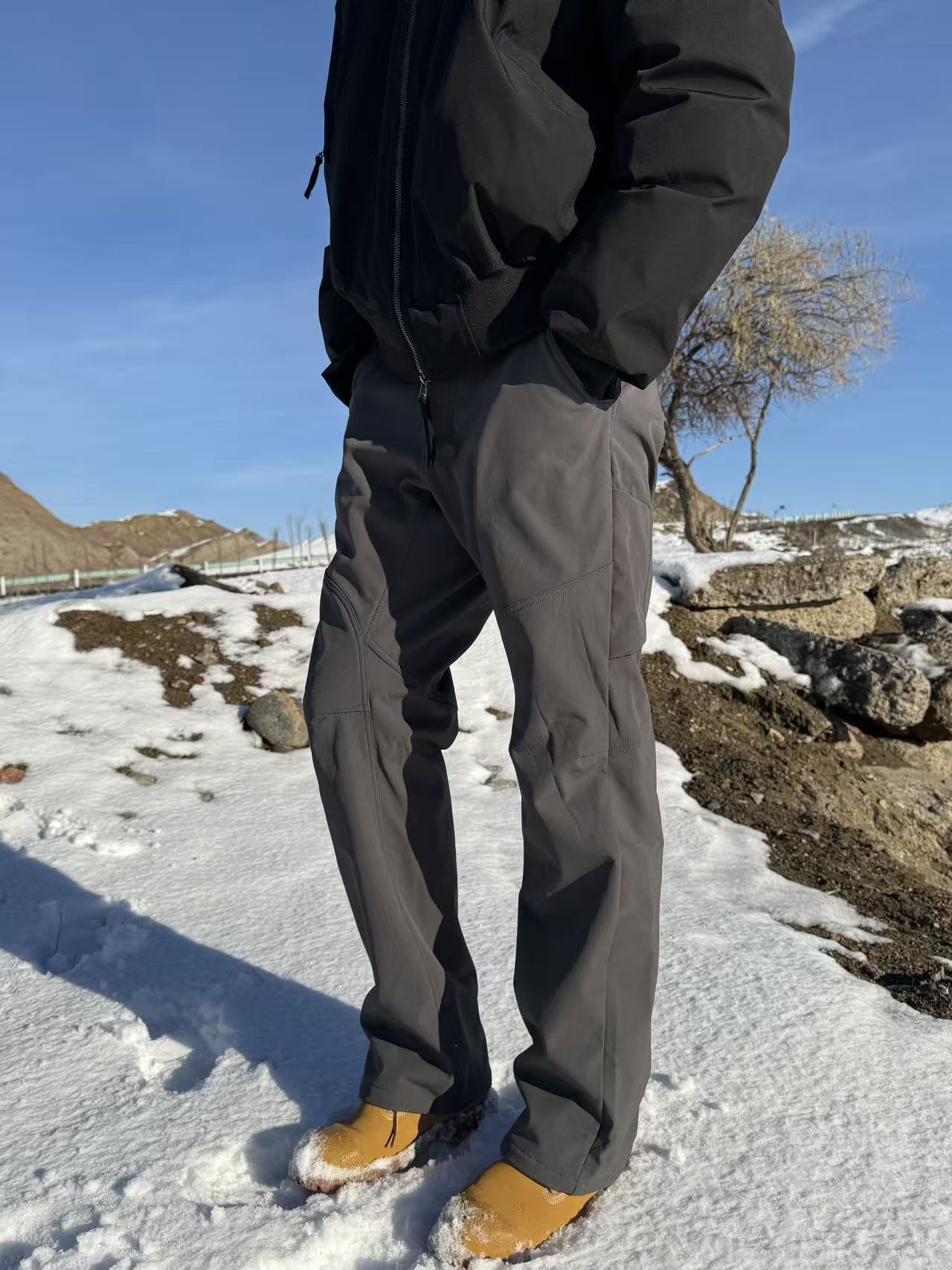 ZHMA软壳3D剪裁冲锋户外休闲长裤多裁片直筒休闲裤男拼接工装裤