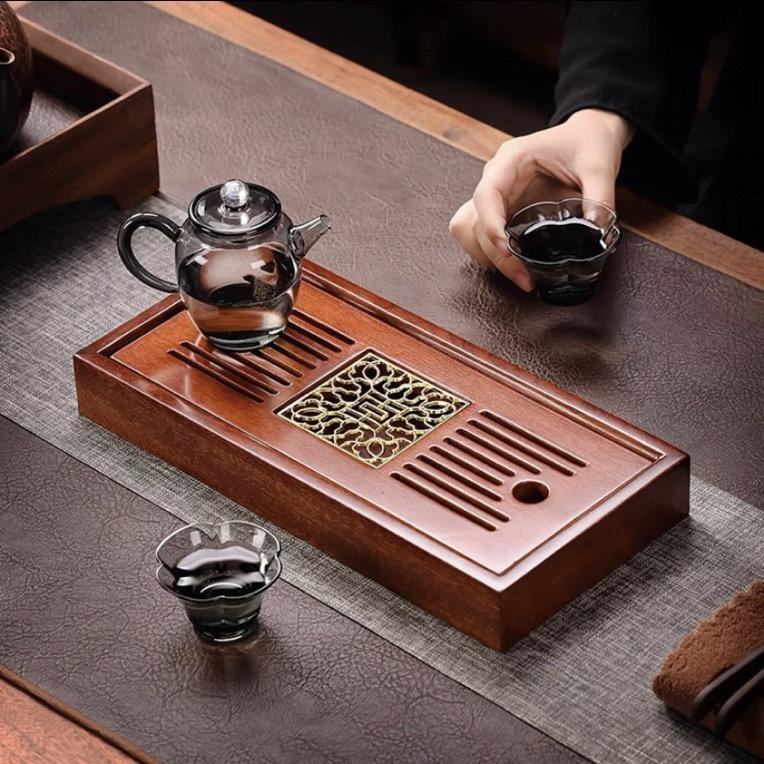 30*14花梨木小型一人饮干湿两用实木泡茶盘沥水轻奢家用茶台
