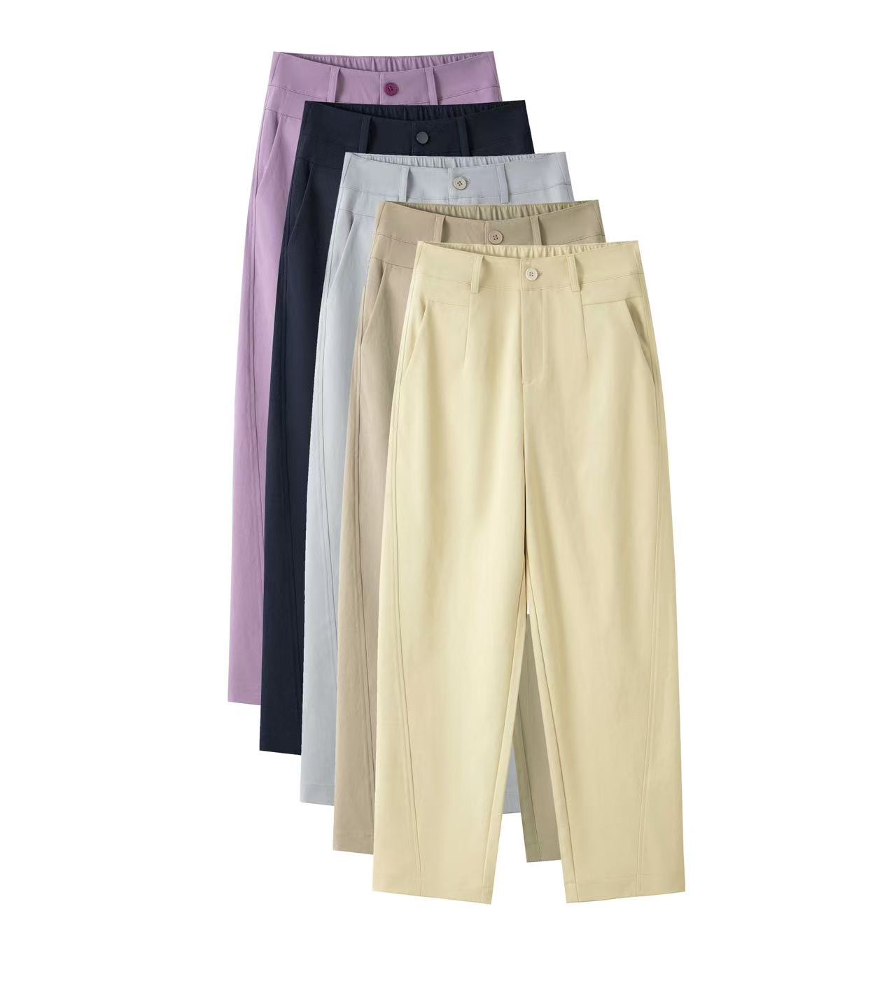 2025【夏季新款莱赛尔棉】小直筒裤郑州黄色裤子显瘦高腰垂感有弹力