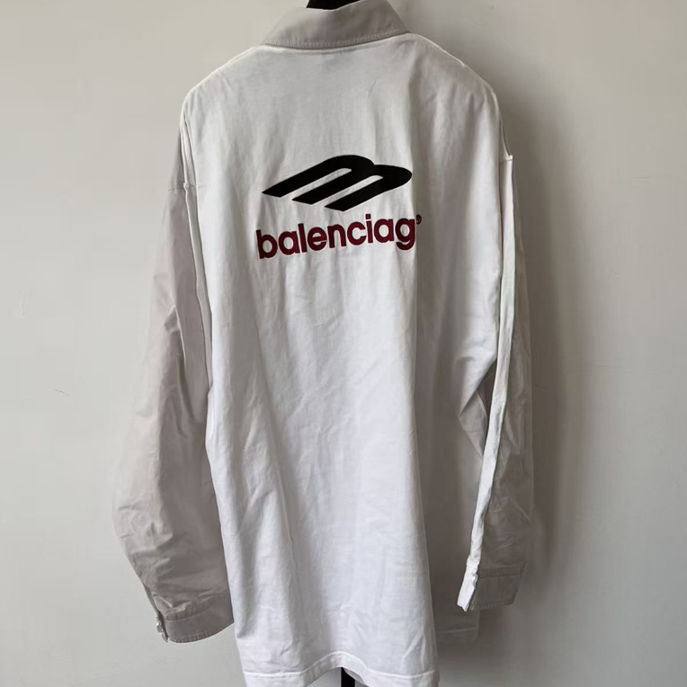 未使用 Balenciaga/巴黎世家 印花宽松长袖单排扣中长款衬衫01537