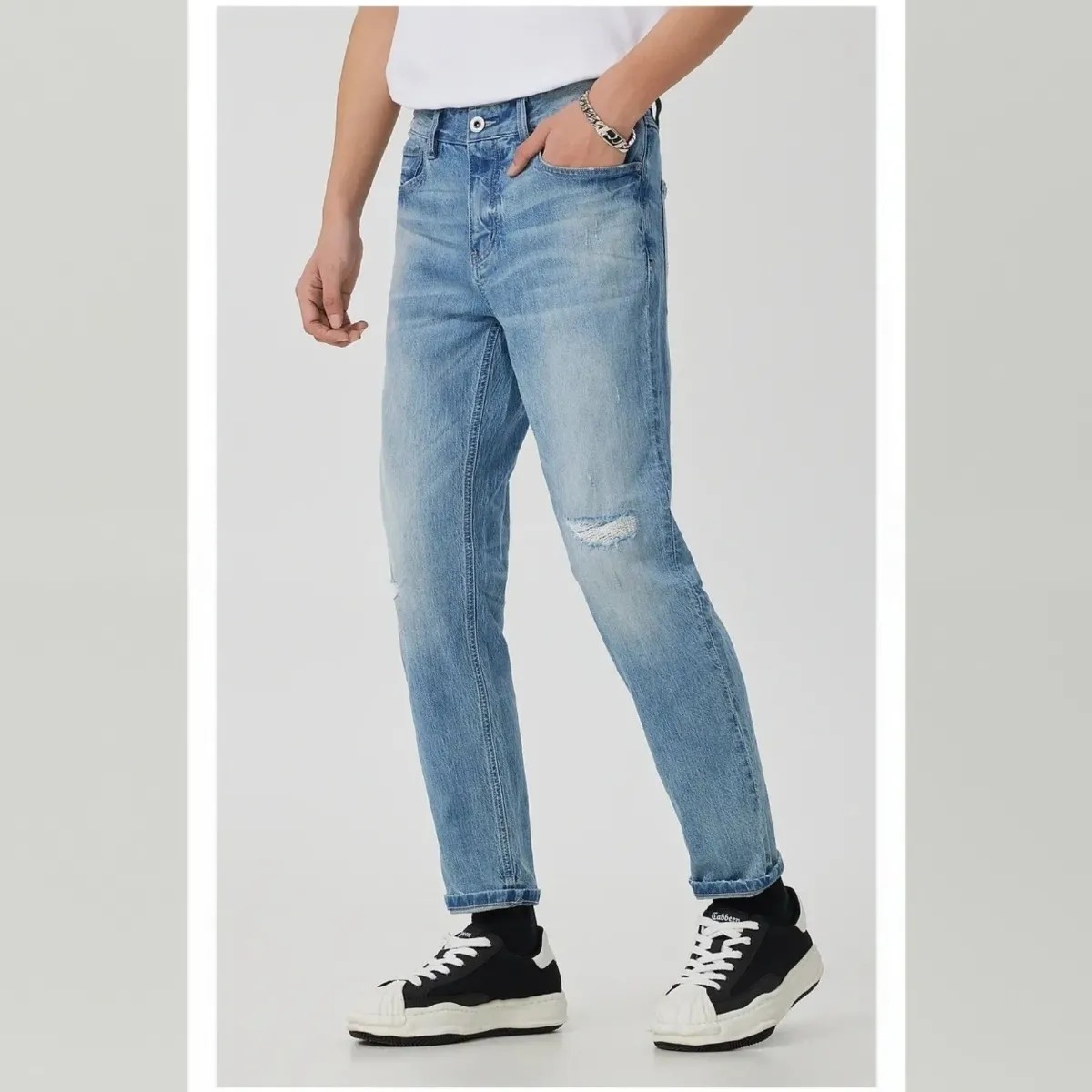 【卡】某bin家百搭假破洞休闲新款夏季男士牛仔1359-D1-4