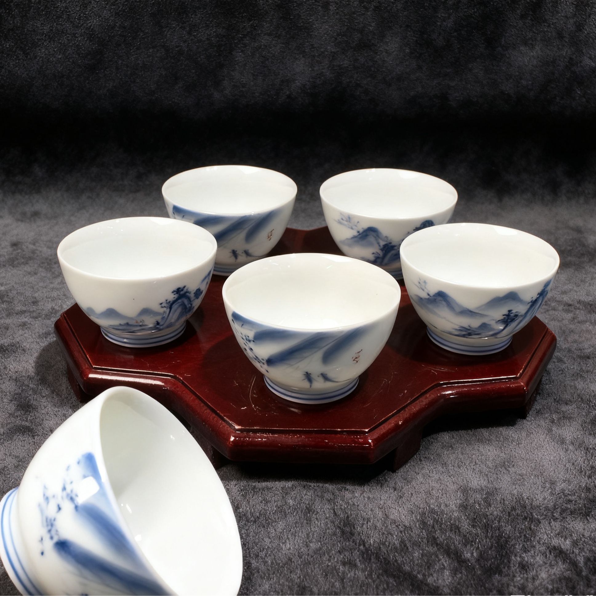 景德镇陶瓷鱼纹品茗杯/五只装