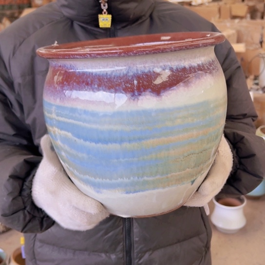 紫砂花盆高24口25————