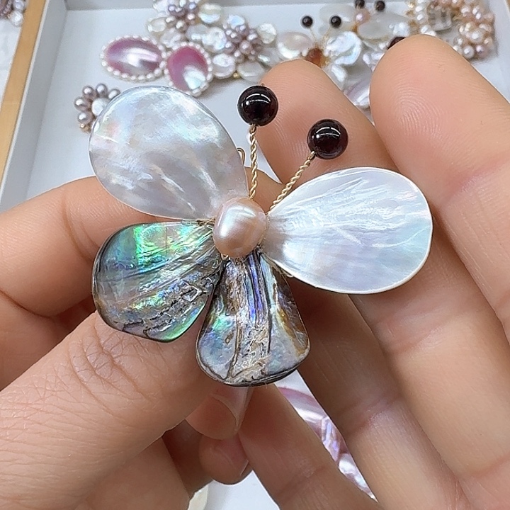 淡水珍珠胸饰银S925镶嵌微*