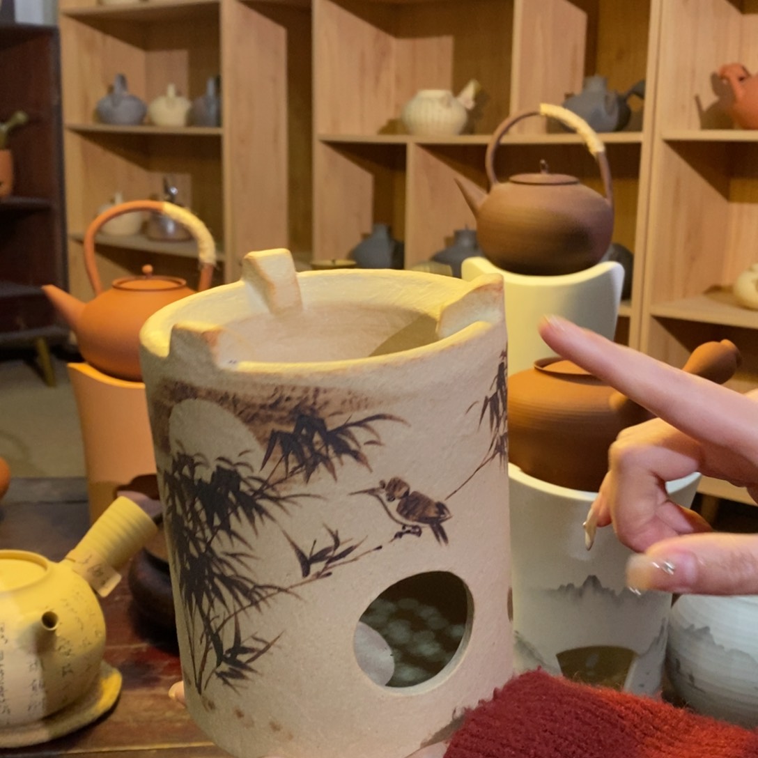 陶竹鸟白泥炉111