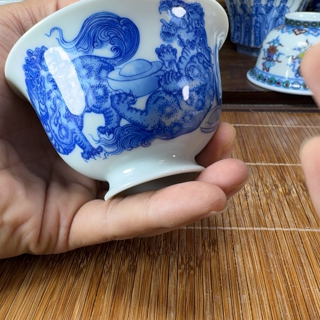 鹰***熊瓷片当代景德镇陶瓷手绘茶具