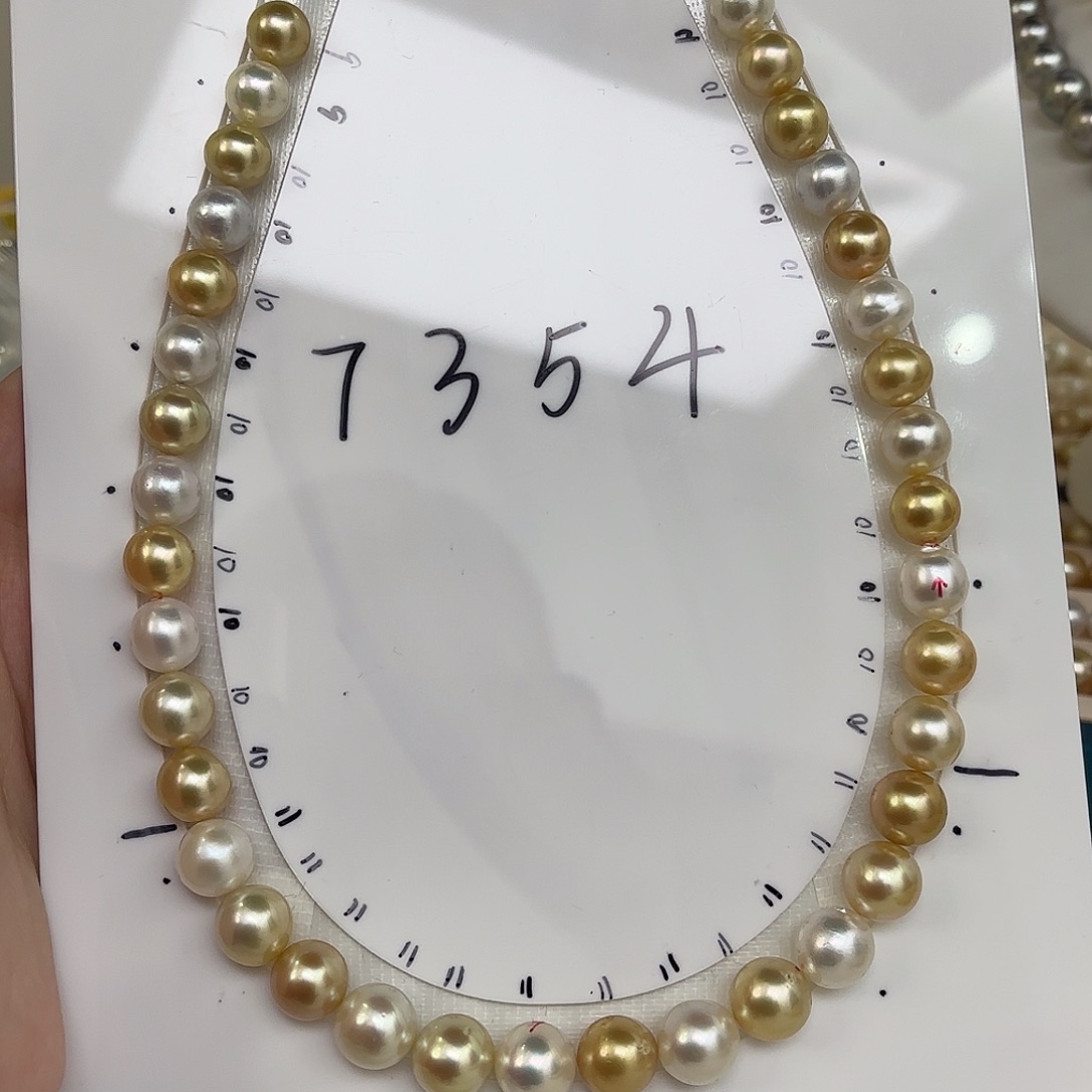 定制海水珍珠项链未镶嵌9-11白金混彩项链