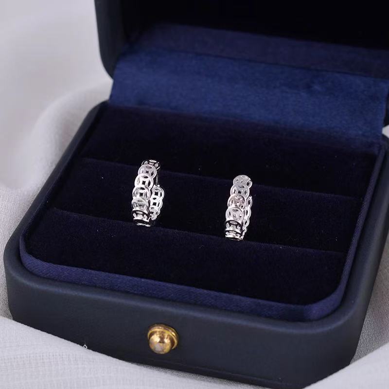 足银耳饰 钱多多耳环时尚优雅百搭