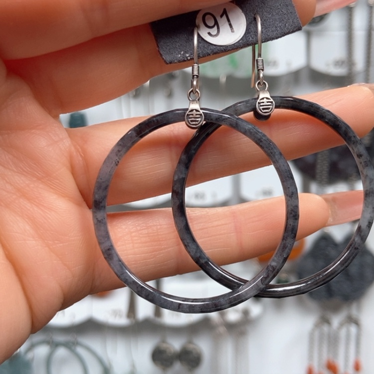 【闪购商品】翡翠耳饰银S925镶嵌耳饰