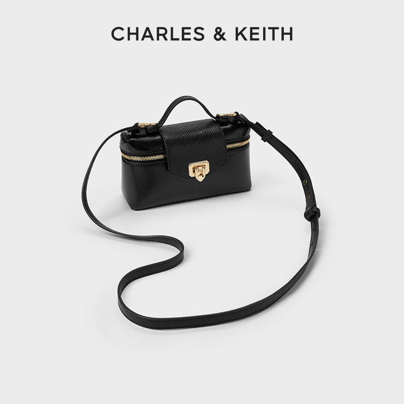 CHARLES & KEITH【商场同款】方盒化妆包单肩斜挎小方包50782376