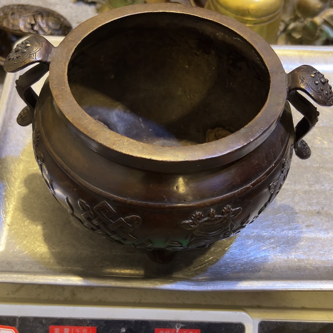 雪***峰黄铜摆件，文房摆件工艺品