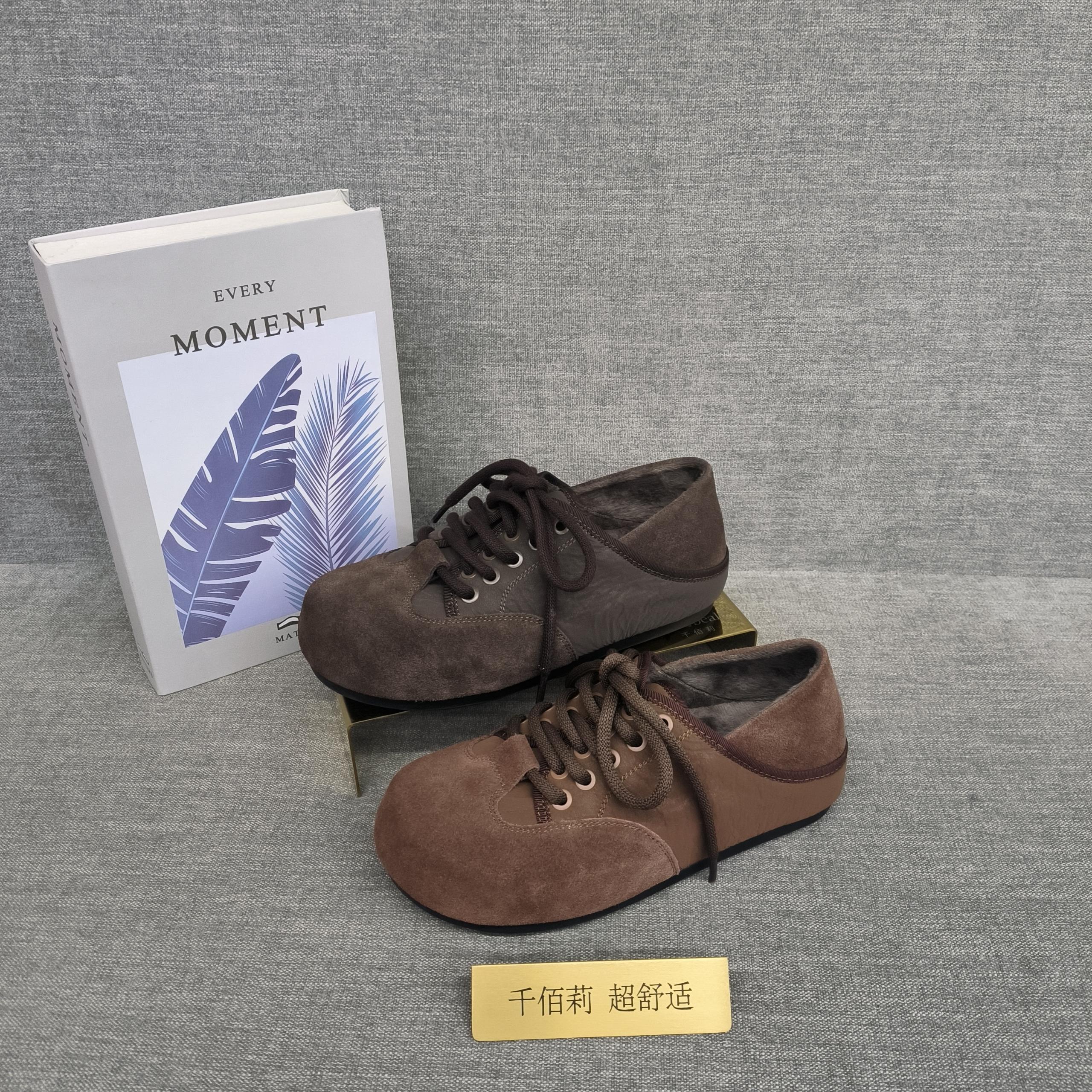 Qin&beale/千佰莉 B2357磨砂牛皮时尚薄棉保暖休闲勃肯鞋女棉鞋
