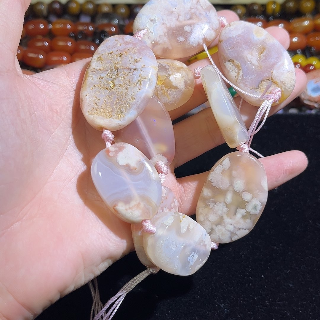 玛瑙/玉髓未镶嵌珠宝半成品樱花玛瑙*10颗