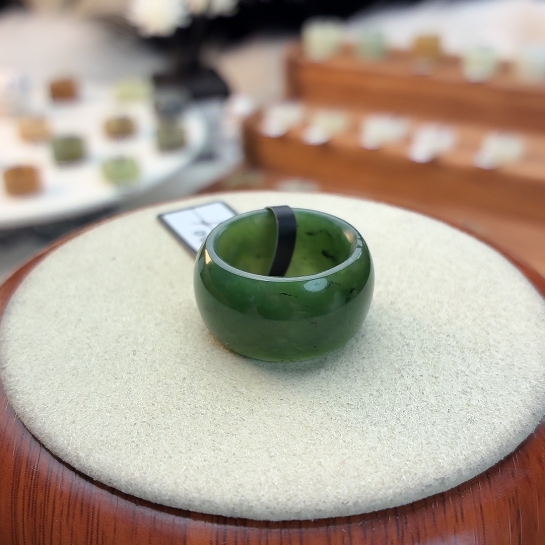 和田玉未镶嵌戒指i146多彩碧玉墩墩17.4mm港码14—15