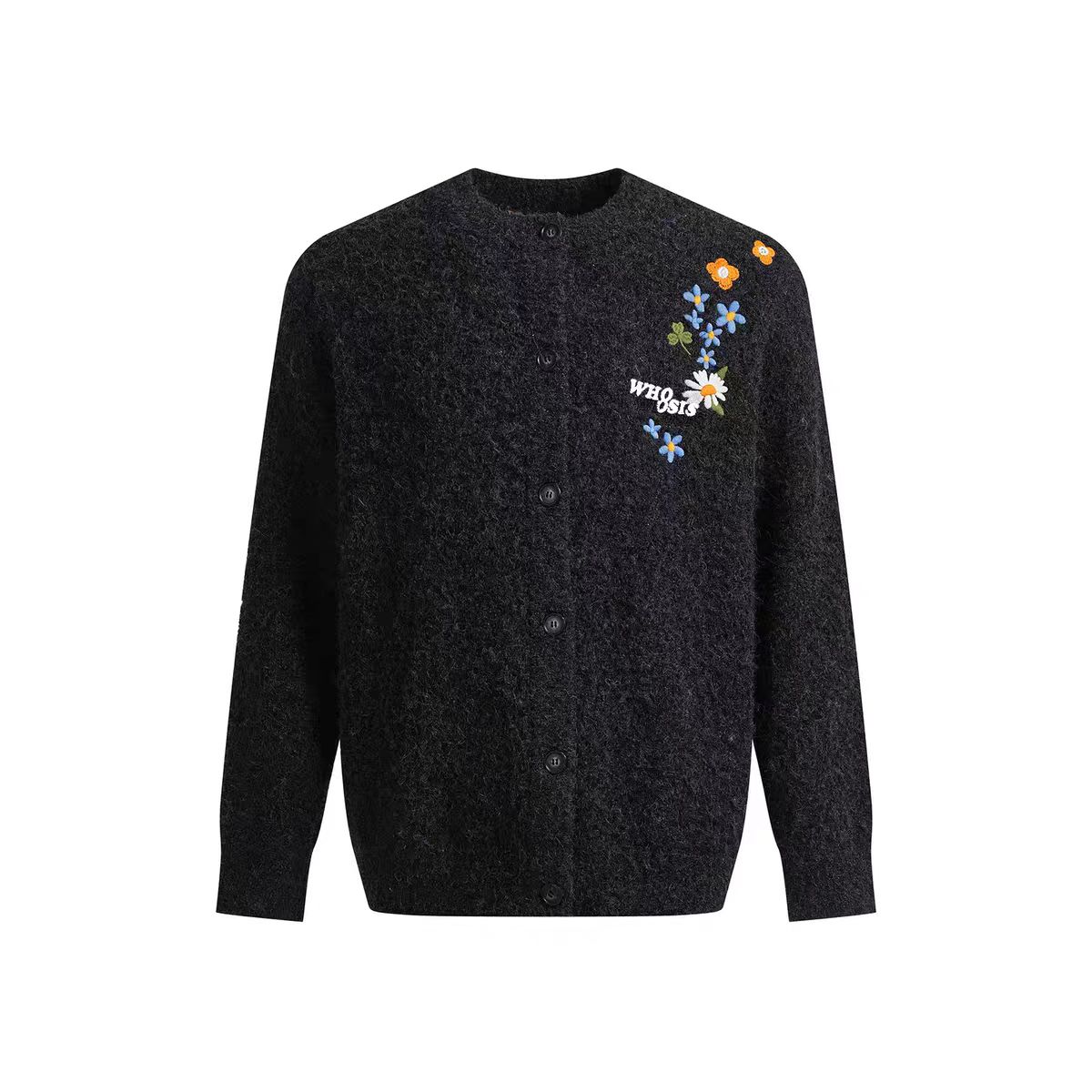 秋冬时尚简约刺绣开衫毛衣外套