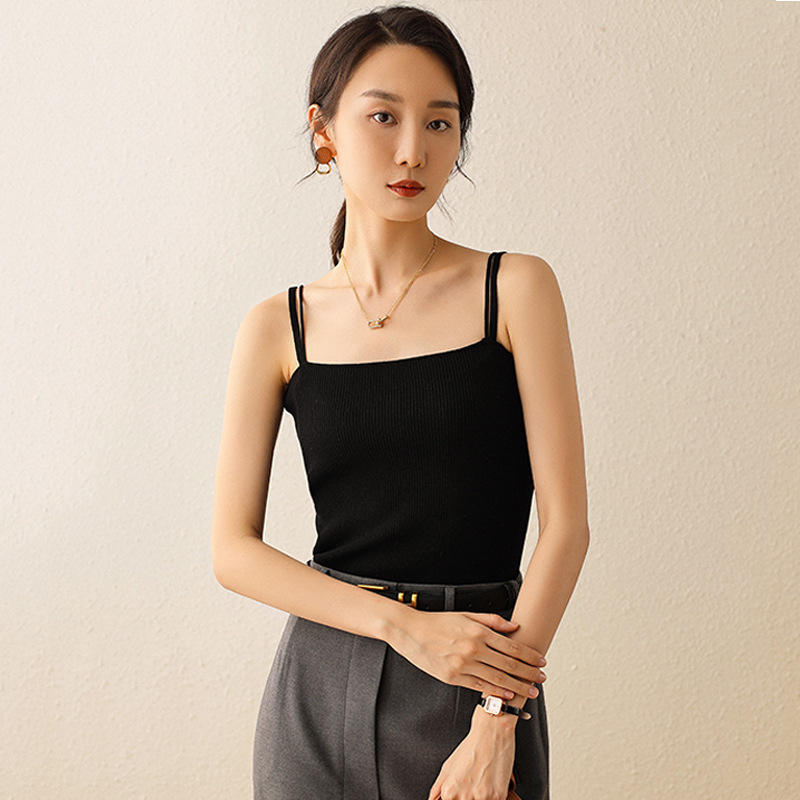 夏季新品修身显瘦针织吊带背心女纯色内搭美背抹胸上衣无袖打底衫
