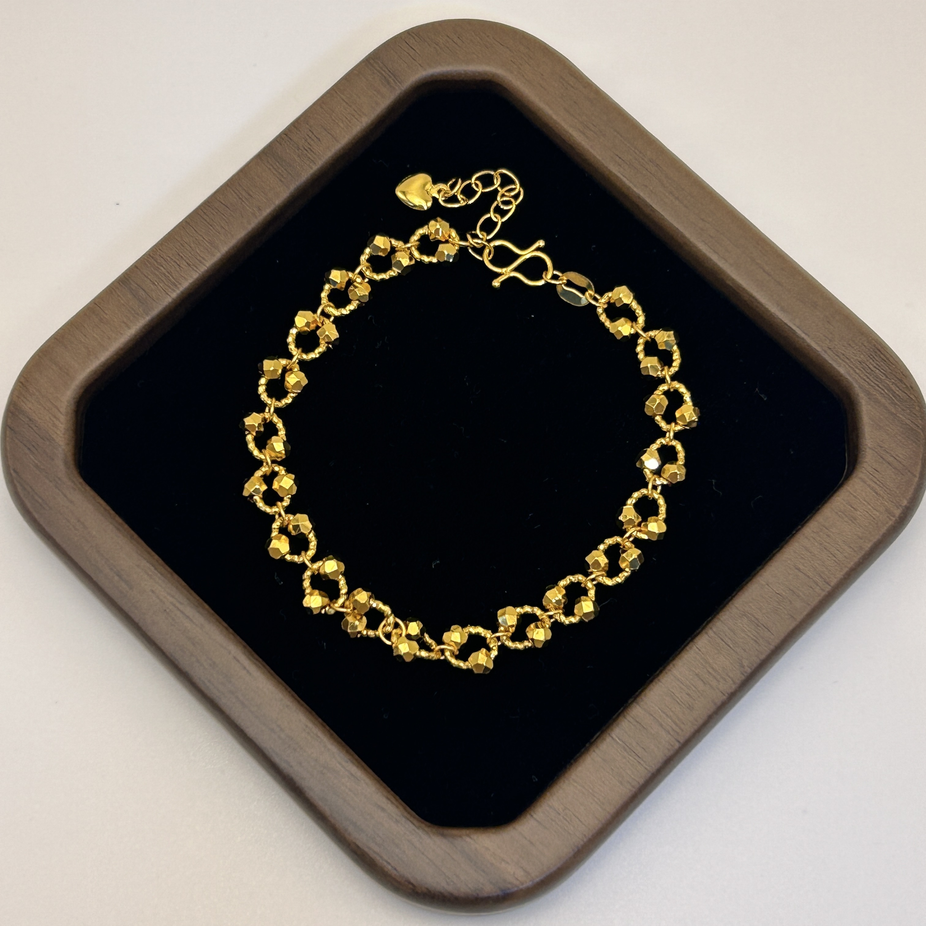 铜合金手链 法式复古环环相扣蹦迪珠手链 s015