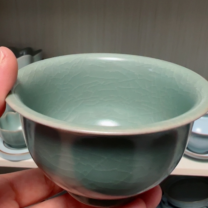 杯仿古青绿釉大压手微微微瑕