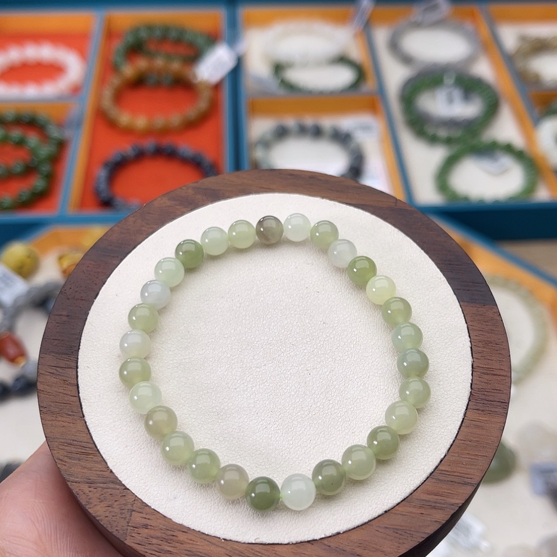 和田玉未镶嵌手串A4卡6