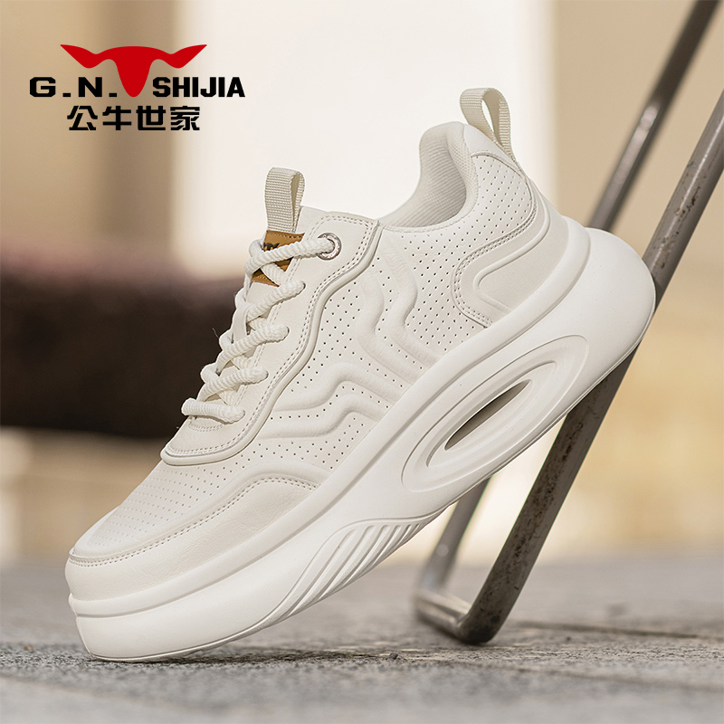 公牛世家夏季新款透气休闲风厚底时尚休闲鞋平跟系带沙丘废土风