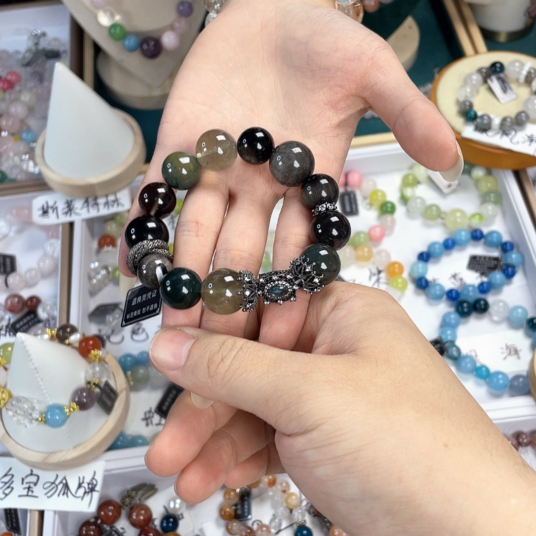 水晶手链银S925镀金镶嵌