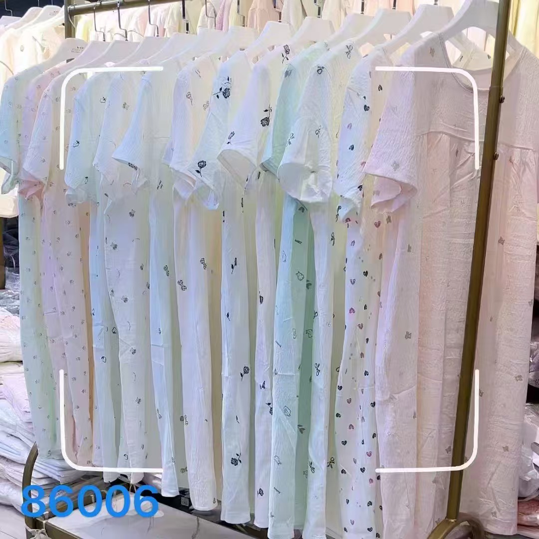 蝴蝶结短袖睡裙宽松舒适莫代尔面料女士家居服