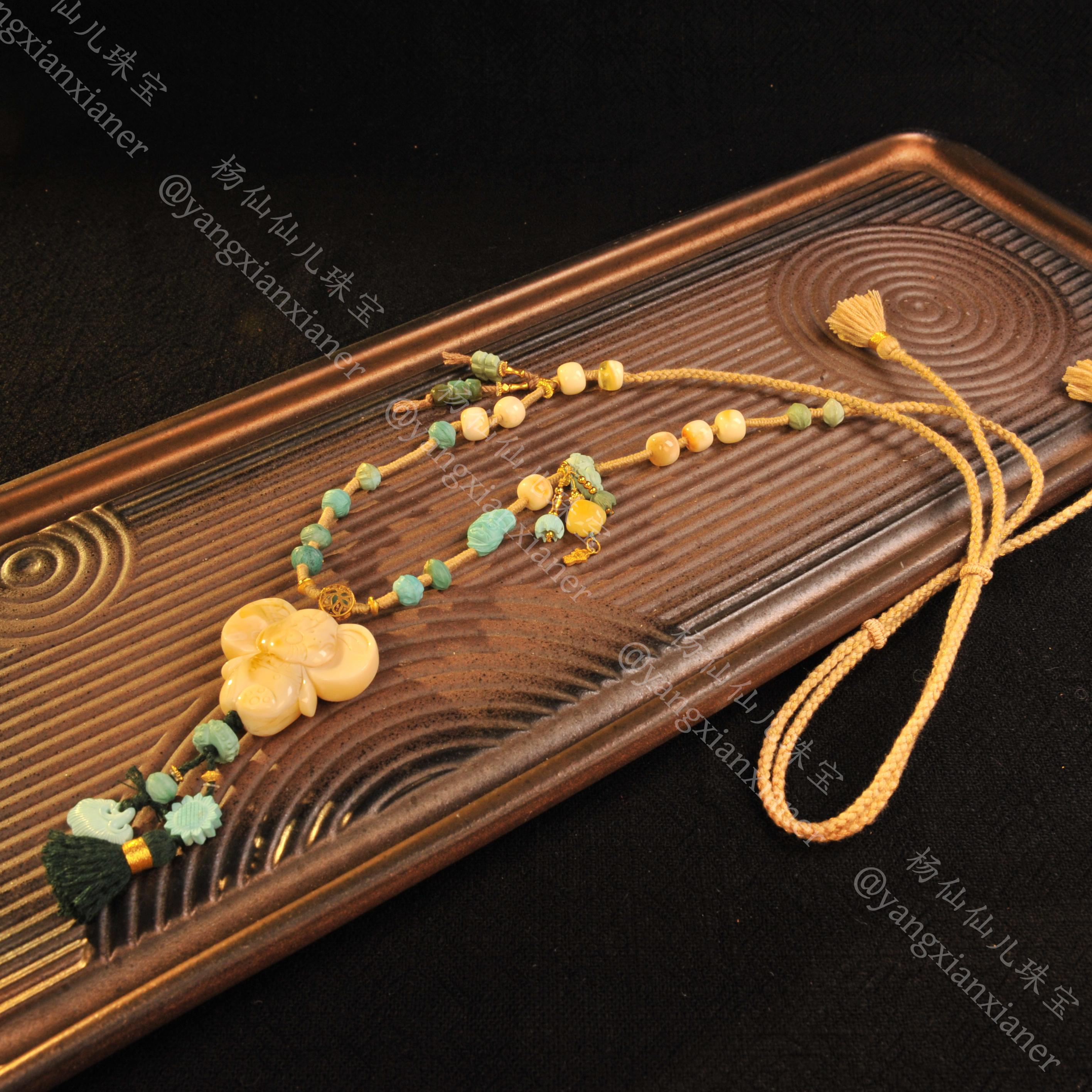 【杨仙仙珠宝】18K厚金镶嵌蜜蜡多宝项链- 4346