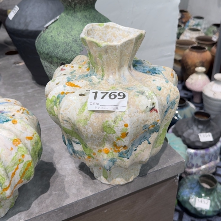 喵***.瓷片景德镇高温花器编码1769高31口6默认无孔