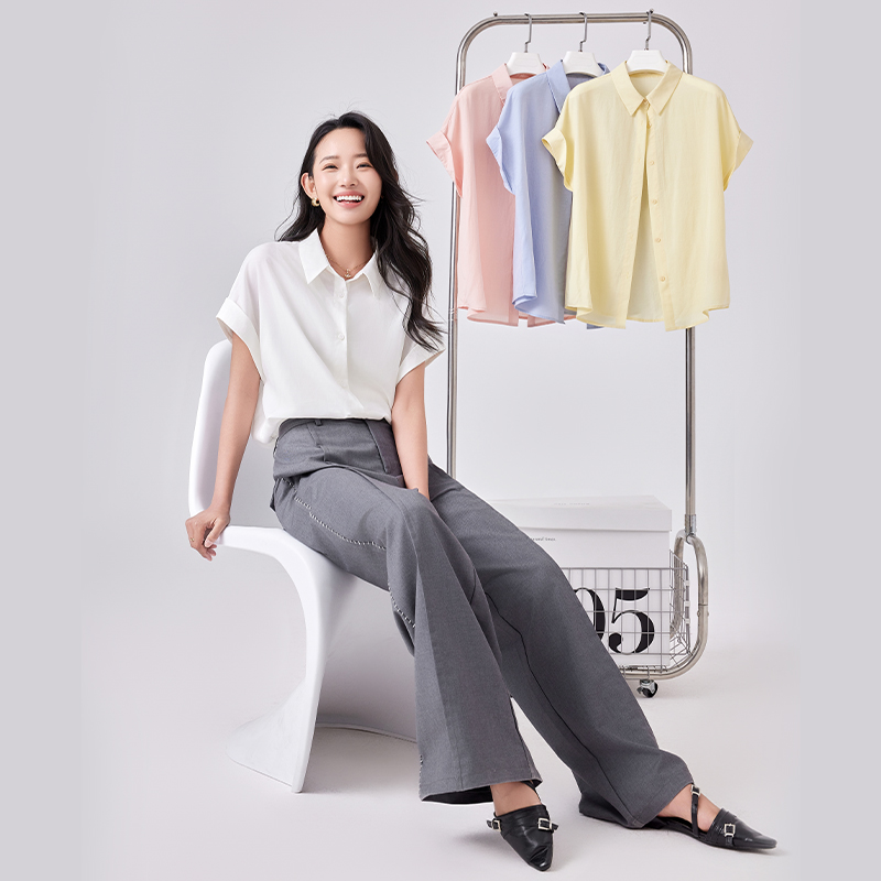 2025年新款夏季莱赛尔亚麻短袖透气休闲气质时尚百搭短袖衬衣