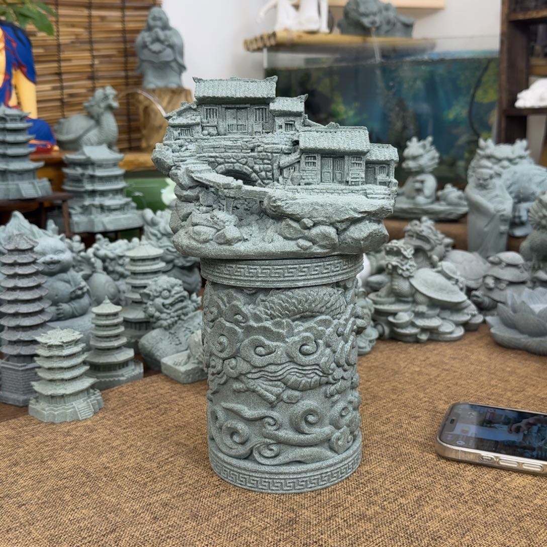石材青砂石带桥农家院
