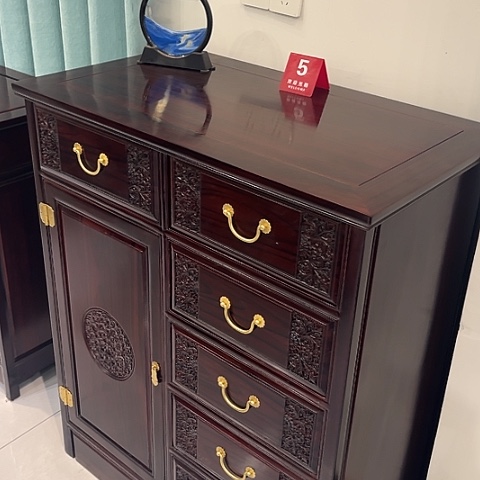 人***心储物柜黑酸枝木类斗柜