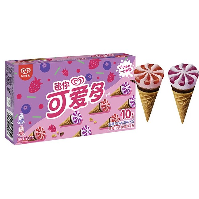 和路雪冰淇淋蓝莓草莓口味 200g(20g*10支)雪糕同城送