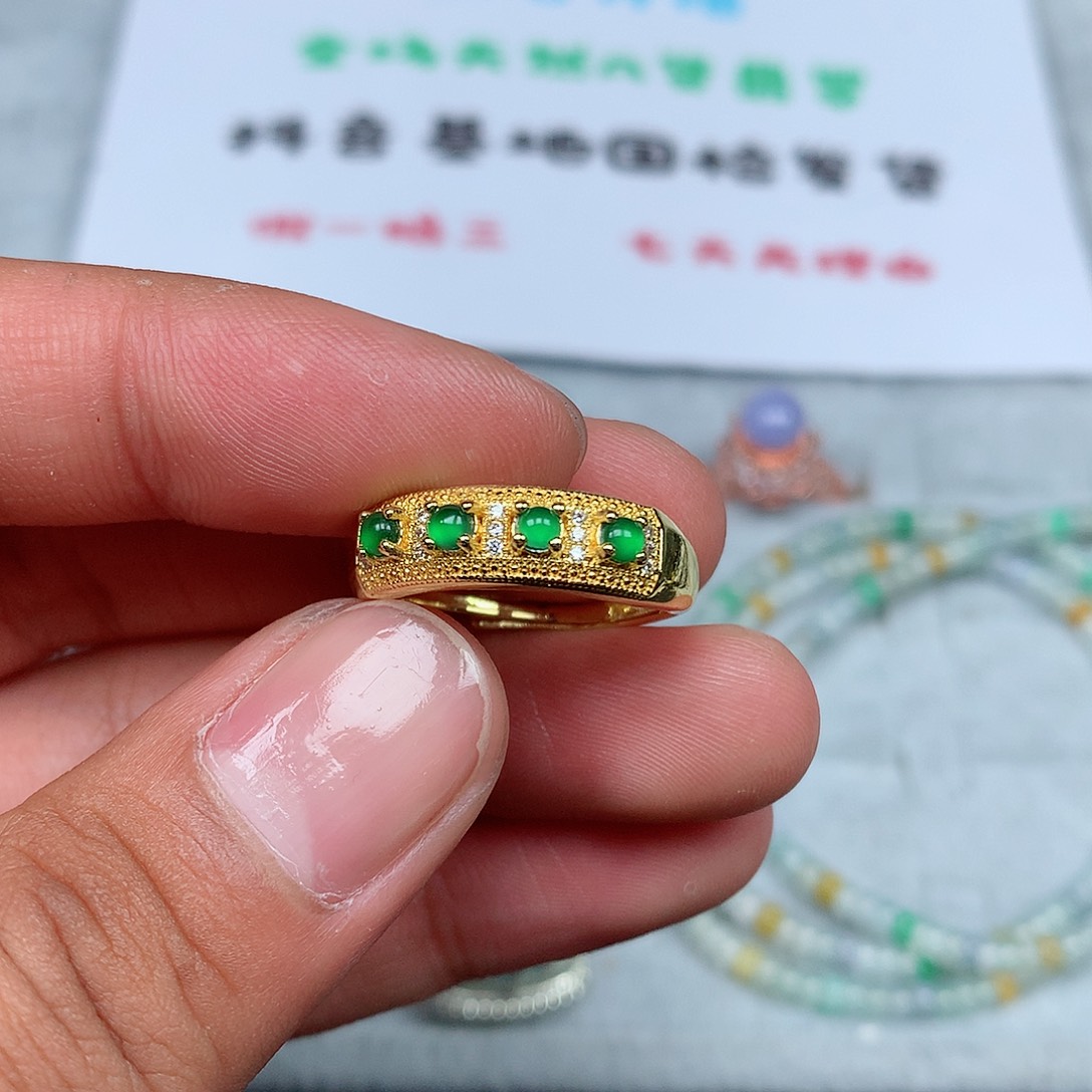 翡翠银S925镶嵌戒指93号