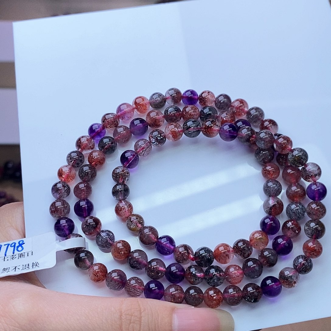 水晶手链未镶嵌黑加仑多圈6+