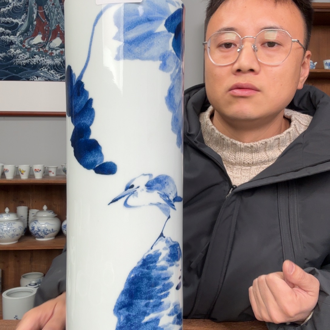 七***团一泓手作664荷花鸟帽筒