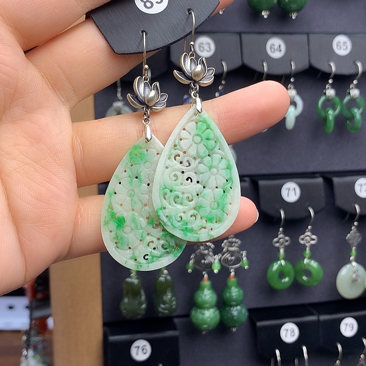 翡翠耳饰银S925镶嵌遇****光555555