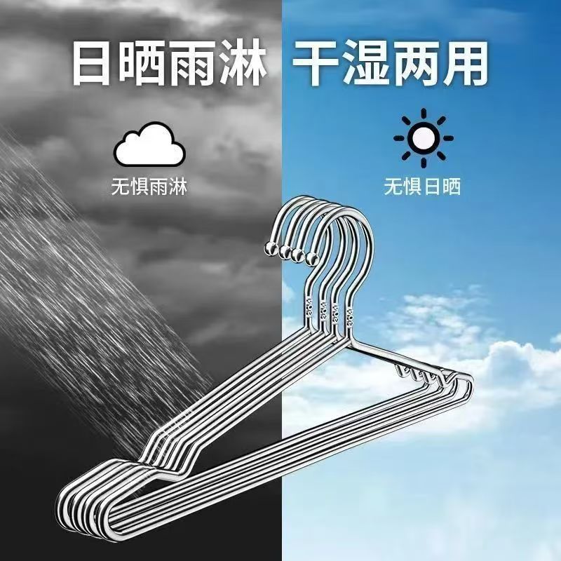 不锈钢衣架加粗晾衣架家用挂架实心防滑衣撑儿童衣架子成人凹槽