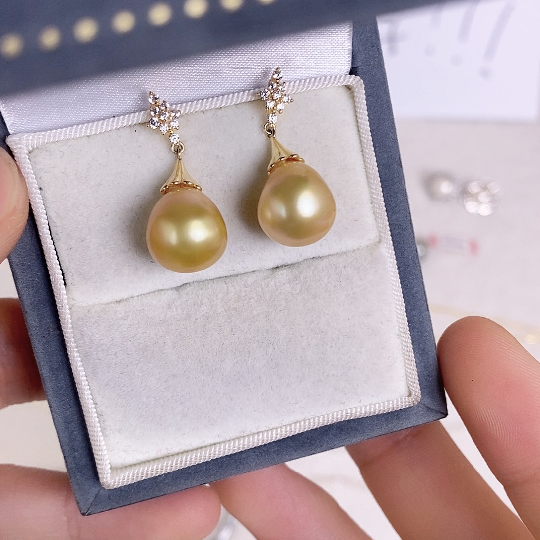 海水珍珠耳饰银S925镶嵌