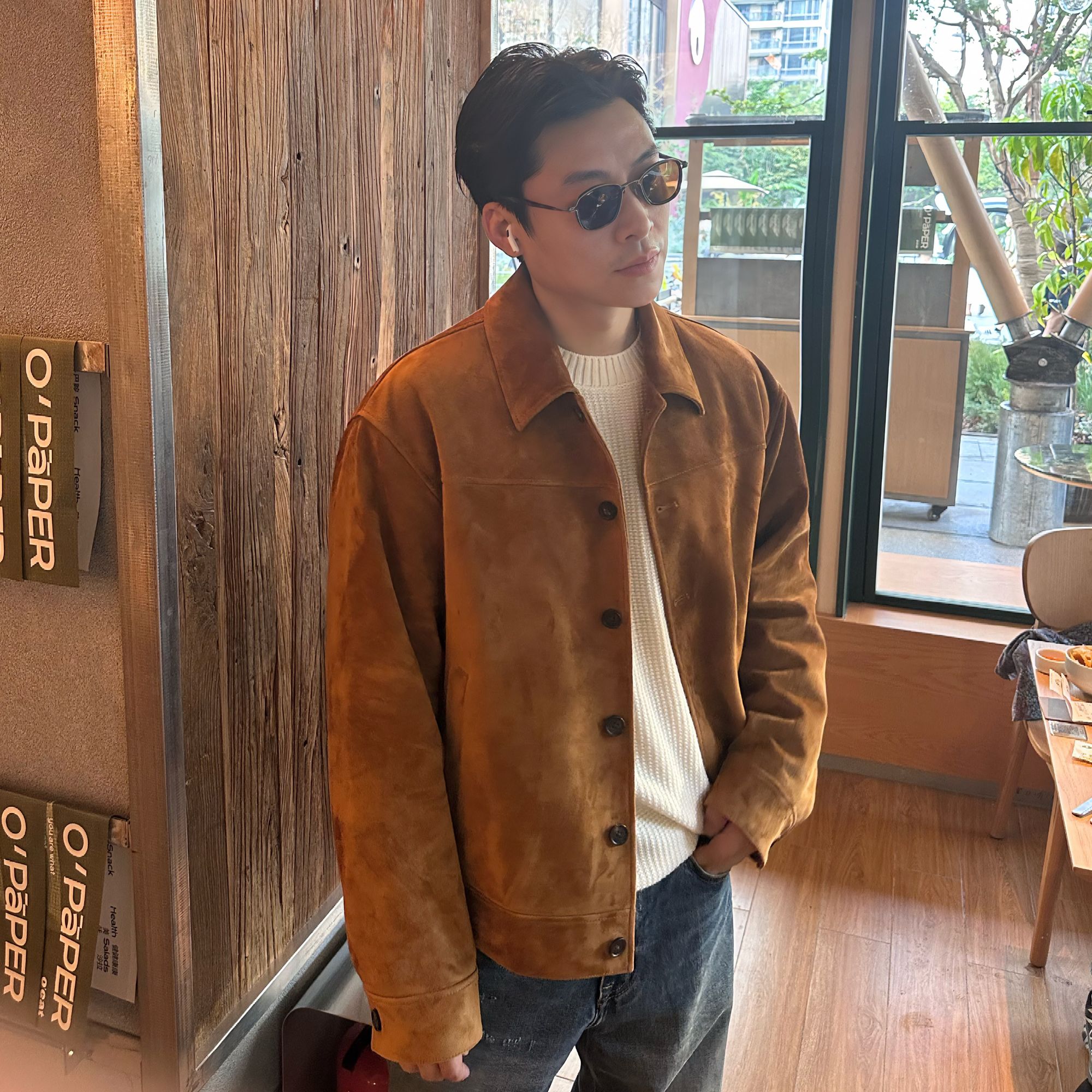 SEVENKIKI AW 土耳其进口焦糖宽松版反绒皮衣P005