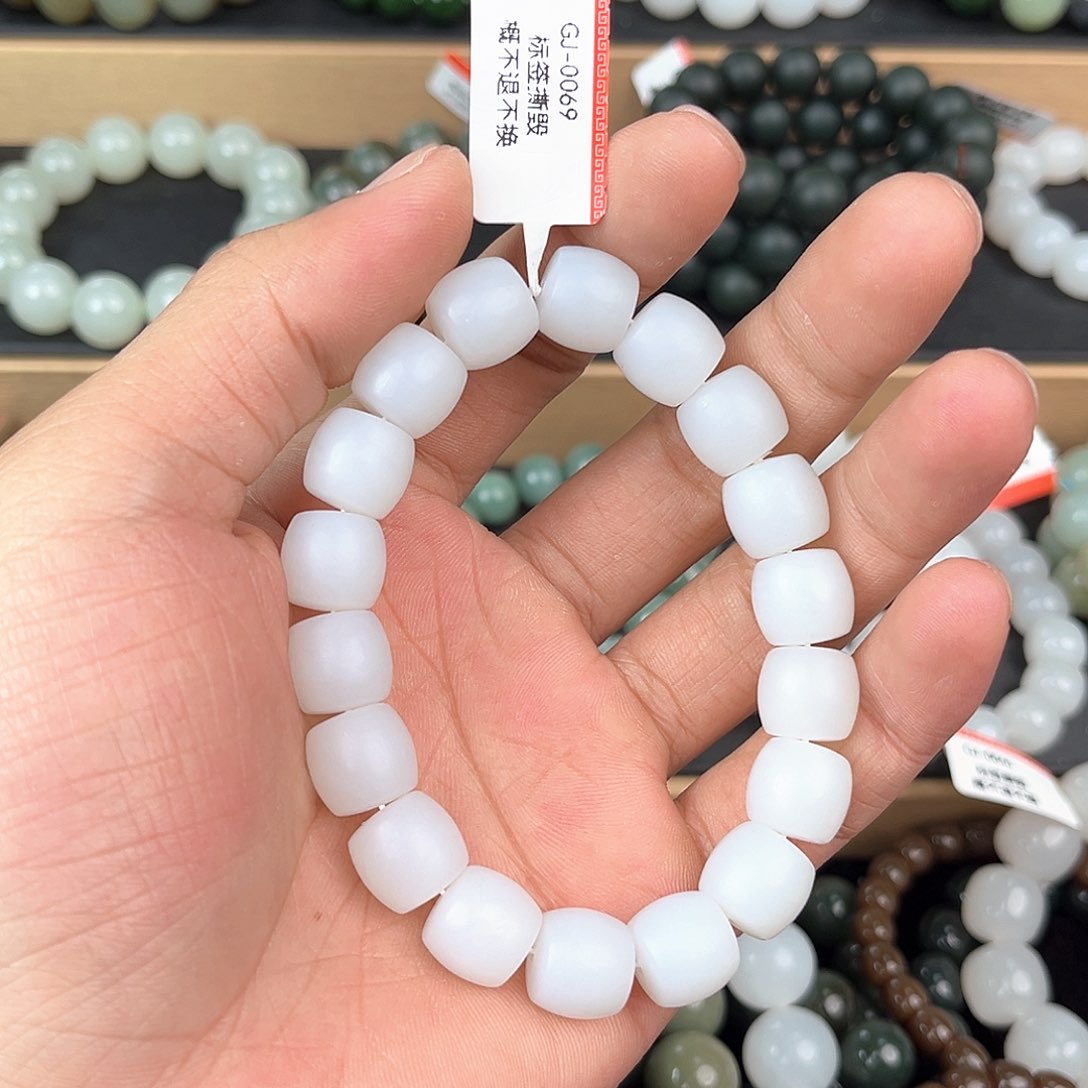 和田玉手串未镶嵌纯天然新疆和田玉05于阗12mm