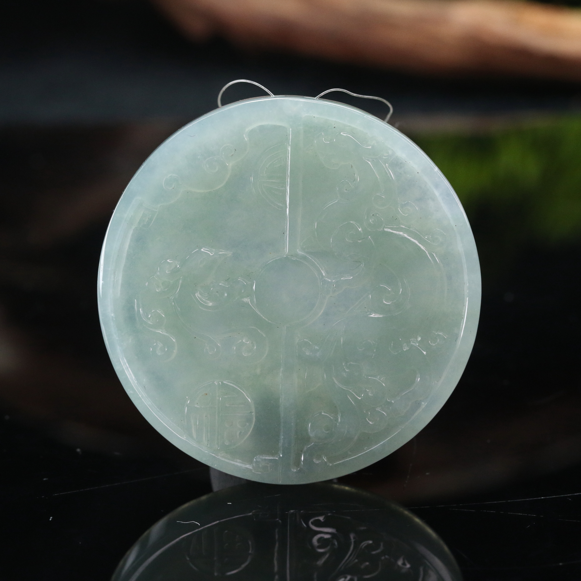 lot5天然缅甸翡翠A货仿古龙凤/300338/保利厦门拍卖