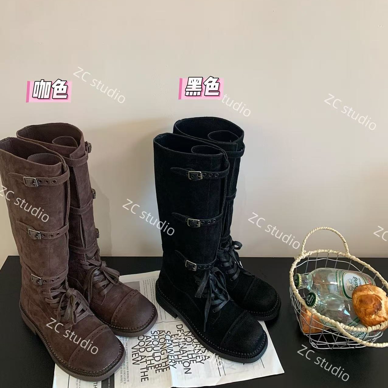系带女靴长靴冬季筒靴雪地靴时装靴高帮高筒休闲