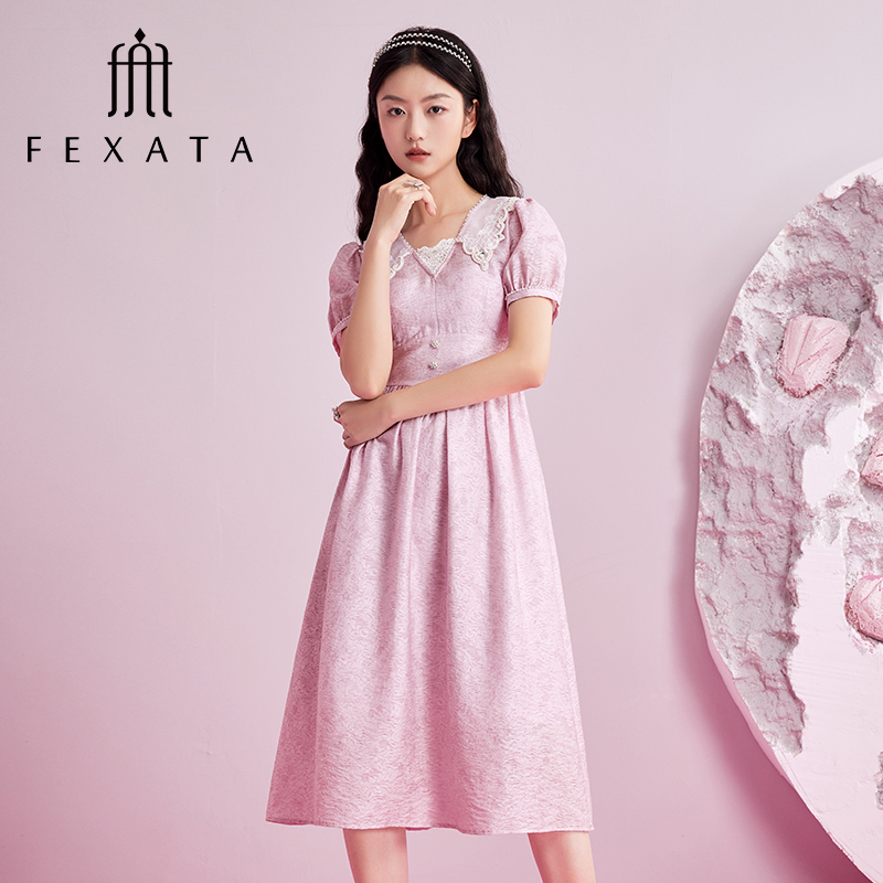 【小北专属】FEXATA斐格思连衣裙刺绣领小清新a字裙F32T1012