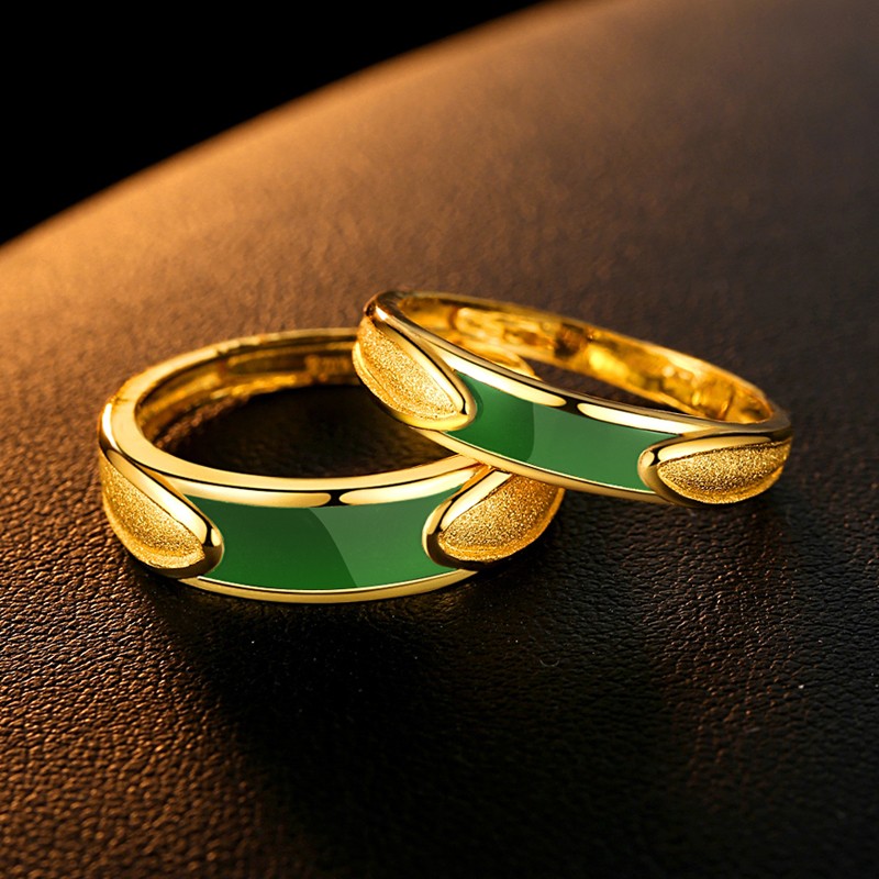 足金戒指足金情侣戒指金镶玉轻奢深圳水贝生日礼物黄金水贝黄金