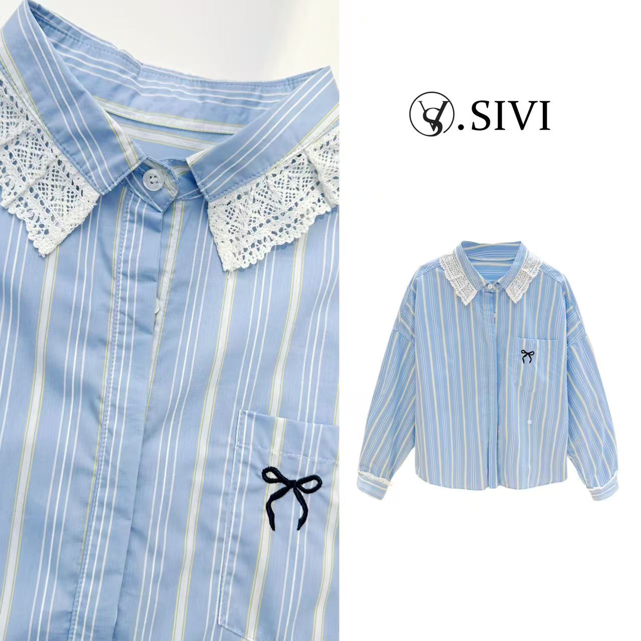 熙薇【‌冰雪聪明】2025春季新款时尚休闲蕾丝衬衣H1187